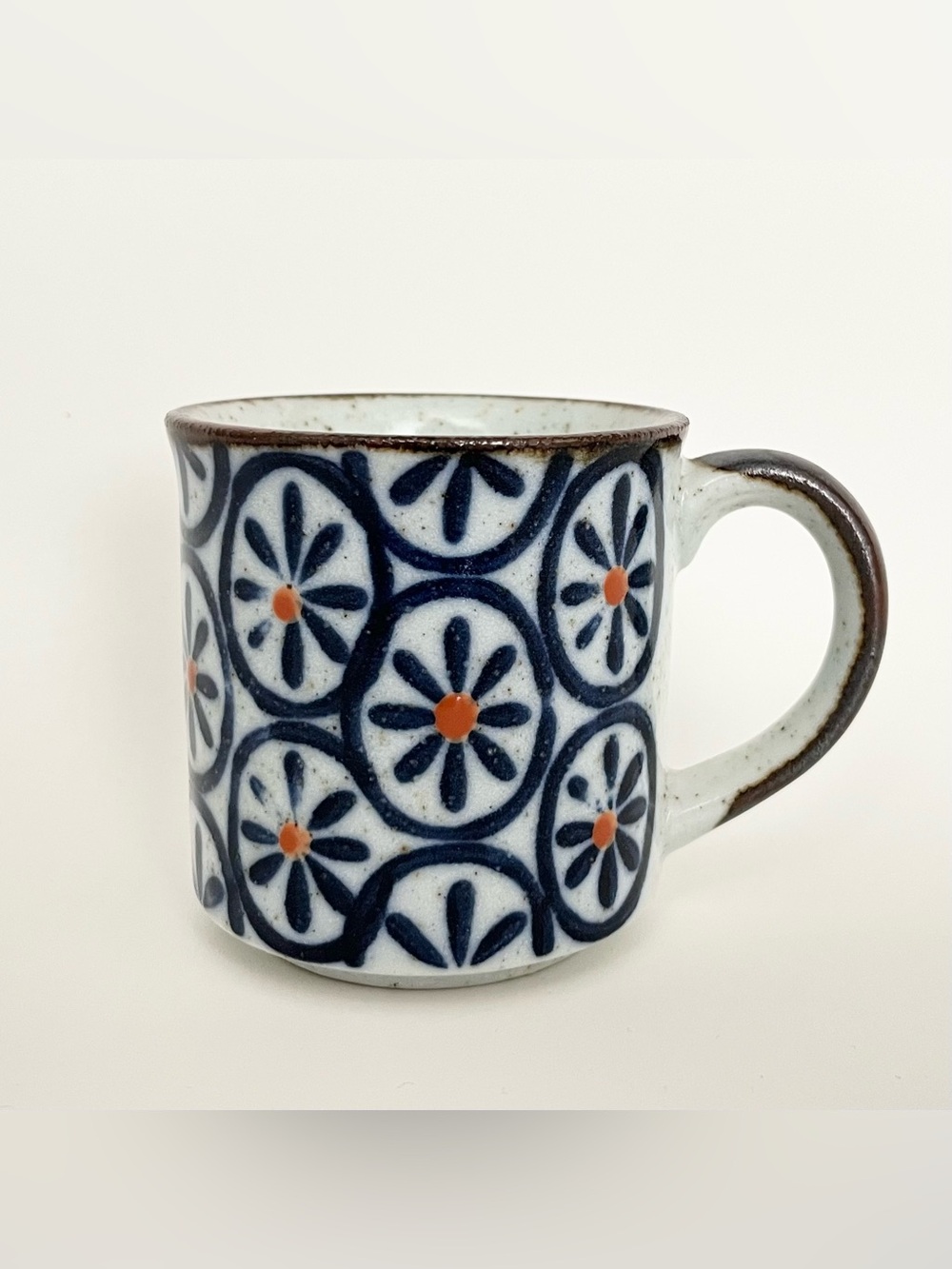 Vintage Handcrafted Ceramic Mug from Otagiri Japan Blue White Flowers Rustic